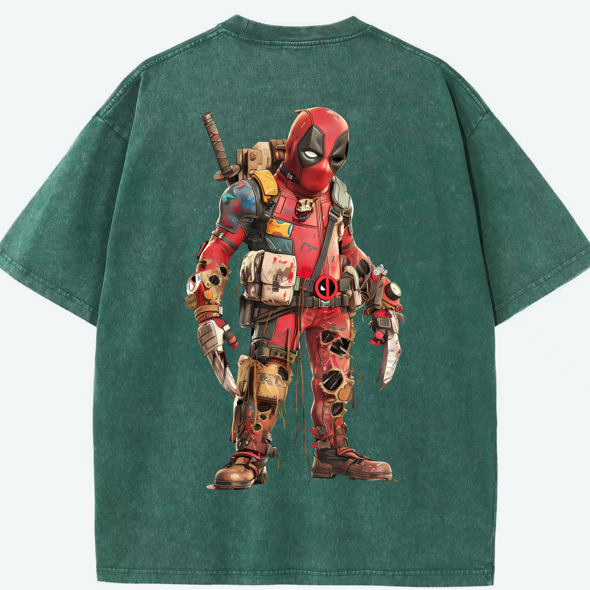 （画像用） Deadpool デッドプール 綿100% ヴィンテージ風 半袖Tシャツ（背面プリント）